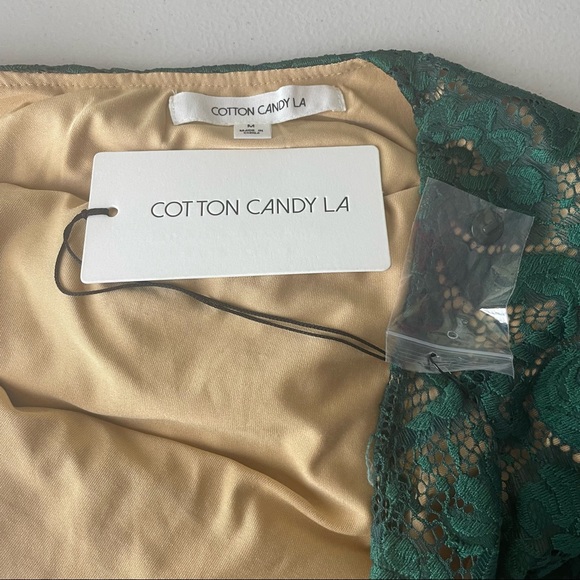 COTTON CANDY LA NWT HIGH NECK GREEN LACE MINI DRESS MEDIUM - Picture 3 of 6